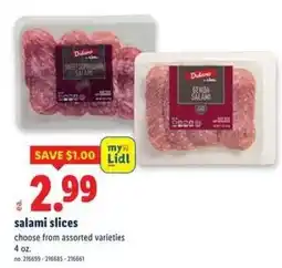 Lidl Dulano salami slices offer