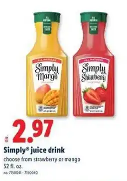 Lidl Simply juice drink offer
