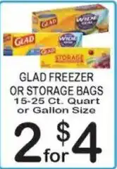 Foodland Glad freezer or storage bags offer