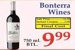 DeMoulas Market Basket Bonterra Wines offer