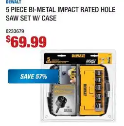 Fastenal DeWalt 5 piece bi-metal impact rated hole saw set w/ case offer