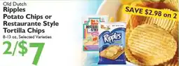 Festival Foods Old Dutch Ripples Potato Chips or Restaurante Style Tortilla Chips offer