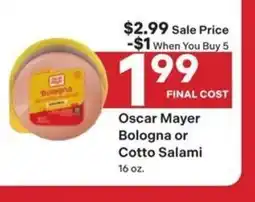 Coborn's Oscar Mayer Bologna or Cotto Salami offer