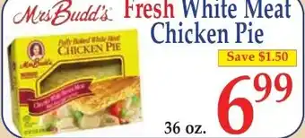Mrs. Budd's fresh white meat chicken pie