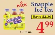 DeMoulas Market Basket Snapple Ice Tea offer