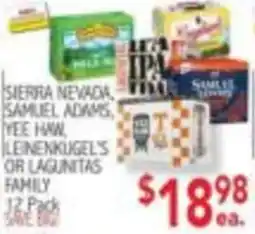 Ingles Markets Sierra Nevada, Samuel Adams, Yee Haw, Leinenkugel's or Lagunitas Family offer