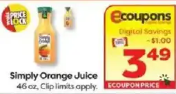 Weis Markets Simply Orange Juice offer