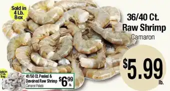 36/40 Ct. Raw Shrimp