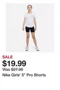 Dick's Sporting Goods Nike Girls' 5 Pro Shorts offer