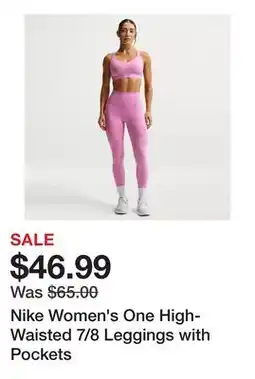 Dick's Sporting Goods Nike Women's One High-Waisted 7/8 Leggings with Pockets offer