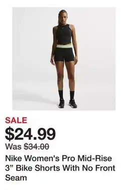 Dick's Sporting Goods Nike Women's Pro Mid-Rise 3 Bike Shorts With No Front Seam offer