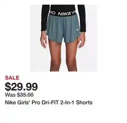 Dick's Sporting Goods Nike Girls' Pro Dri-FIT 2-In-1 Shorts offer
