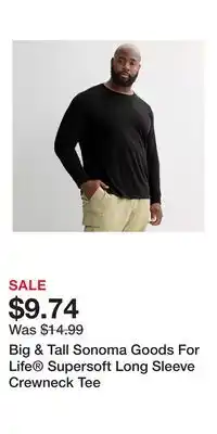 Kohl's Big & Tall Sonoma Goods For Life Supersoft Long Sleeve Crewneck Tee offer