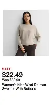 Kohl's Women's Nine West Dolman Sweater With Buttons offer