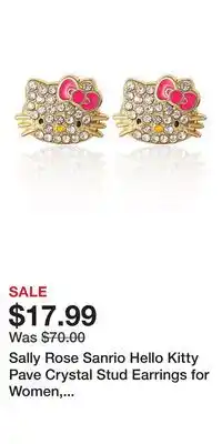 Kohl's Sally Rose Sanrio Hello Kitty Pave Crystal Stud Earrings for Women, Officially Licensed offer