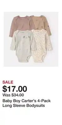 Kohl's Baby Boy Carter's 4-Pack Long Sleeve Bodysuits offer