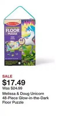 Kohl's Melissa & Doug Unicorn 48-Piece Glow-in-the-Dark Floor Puzzle offer