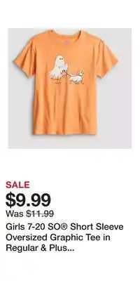 Kohl's Girls 7-20 SO Short Sleeve Oversized Graphic Tee in Regular & Plus Size offer