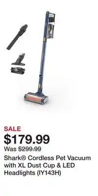 Kohl's Shark Cordless Pet Vacuum with XL Dust Cup & LED Headlights (IY143H) offer