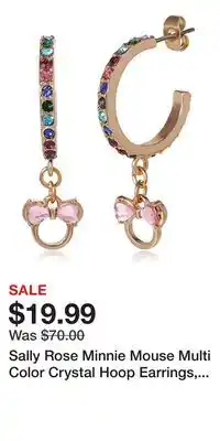 Kohl's Sally Rose Minnie Mouse Multi Color Crystal Hoop Earrings, Officially Licensed offer