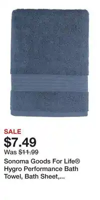 Kohl's Sonoma Goods For Life Hygro Performance Bath Towel, Bath Sheet, Hand Towel or Washcloth offer