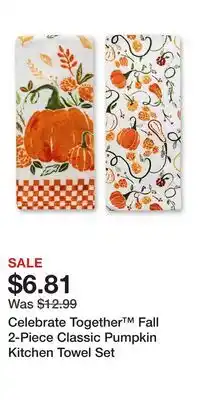 Kohl's Celebrate Together Fall 2-Piece Classic Pumpkin Kitchen Towel Set offer