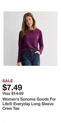 Kohl's Women's Sonoma Goods For Life Everyday Long Sleeve Crew Tee offer
