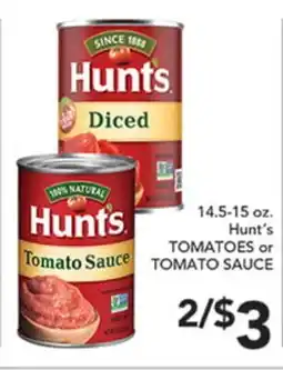 Pete's Fresh Market 14.5-15 oz. Hunt's TOMATOES or TOMATO SAUCE offer