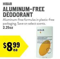 New Seasons Market Hibar aluminum-free deodorant offer