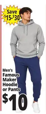 Ocean State Job Lot Men's Famous Maker Hoodie or Pants offer