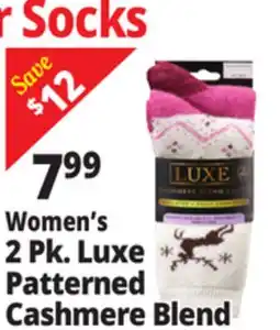 Ocean State Job Lot Women's 2 Pk. Luxe Patterned Cashmere Blend Socks offer