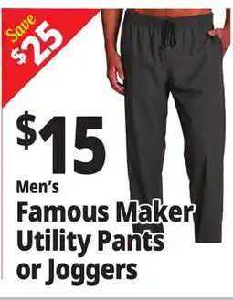 Ocean State Job Lot Men's Famous Maker Utility Pants or Joggers offer