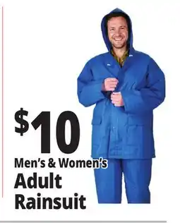 Ocean State Job Lot Men's & Women's Adult Rainsuit offer