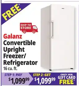 Ocean State Job Lot Galanz 16 cu.ft. Convertible Upright Freezer/Refrigerator White offer