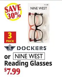 Ocean State Job Lot DOCKERS or NINE WEST Reading Glasses offer