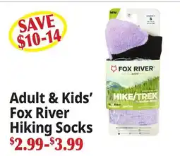 Ocean State Job Lot Adult & Kids' Fox River Hiking Socks offer