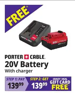 Ocean State Job Lot PORTER CABLE 20V Battery offer