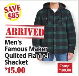 Ocean State Job Lot Men's Famous Maker Quilted Flannel Shacket offer