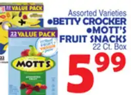 Bravo Supermarkets BETTY CROCKER, MOTT'S FRUIT SNACKS offer