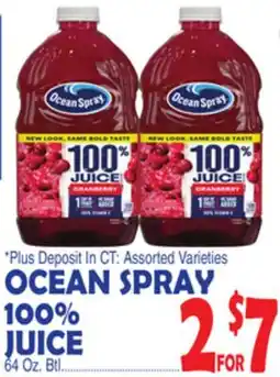 Bravo Supermarkets OCEAN SPRAY 100% JUICE offer