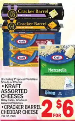 C Town KRAFT ASSORTED CHEESES, CRACKER BARREL CHEDDAR CHEESE offer