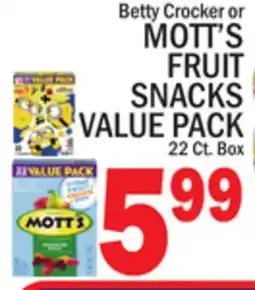 C Town Betty Crocker or MOTT'S FRUIT SNACKS VALUE PACK offer