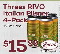 DeCicco & Sons Threes RIVO Italian Pilsner 4-Pack offer