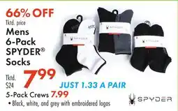 Boscov's Mens 6-Pack SPYDER Socks offer