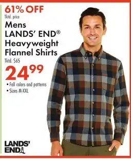Boscov's Mens LANDS' END Heavyweight Flannel Shirts offer