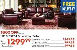 Boscov's HOMESTEAD Leather Sofa offer