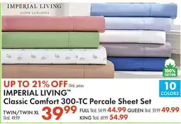 Boscov's IMPERIAL LIVING Classic Comfort 300-TC Percale Sheet Set offer