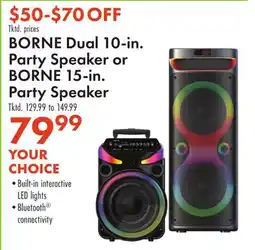 Boscov's BORNE Dual 10-in. Party Speaker or BORNE 15-in. Party Speaker offer