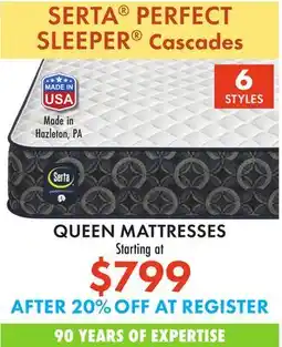 Boscov's SERTA PERFECT SLEEPER Cascades offer