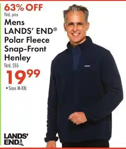 Boscov's Mens LANDS' END Polar Fleece Snap-Front Henley offer